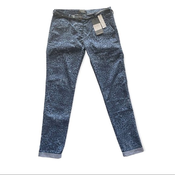 Scotch & Soda Pants - NWT Scotch & Soda Maison Scotch Blue Leopard Print Trousers with Leather Belt